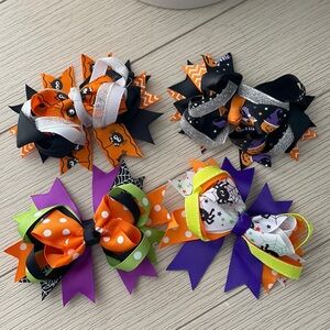 Set of 4 Halloween Hair Bow Clips